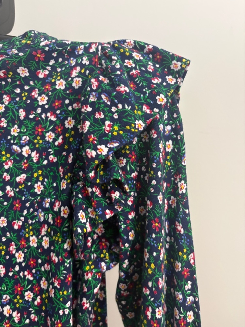 Polo by Ralph Lauren Green Floral Ruffle-Shoulder Long-Sleeve Top - Picture 4 of 12